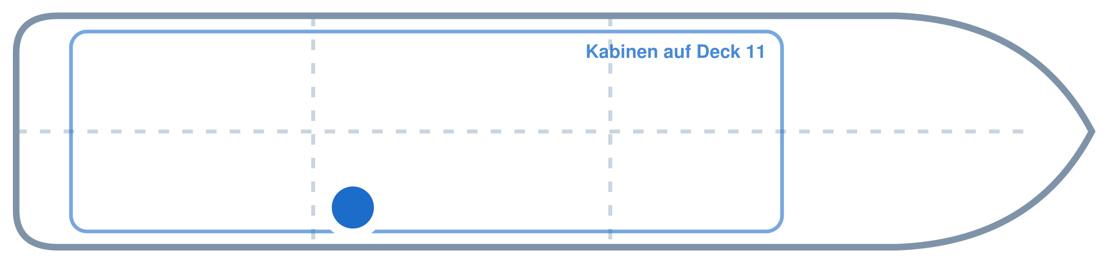 Lage der Kabine an Bord der Mein Schiff 3: Hinten, Steuerbord