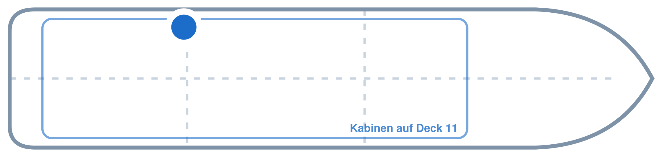 Lage der Kabine an Bord der Mein Schiff 3: Hinten, Backbord