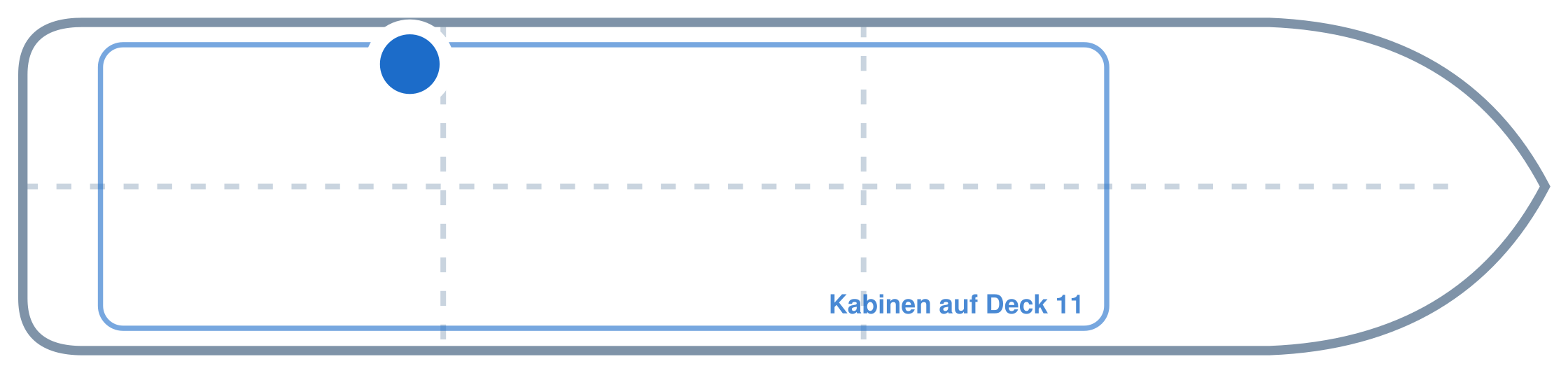 Lage der Kabine an Bord der Mein Schiff 3: Hinten, Backbord