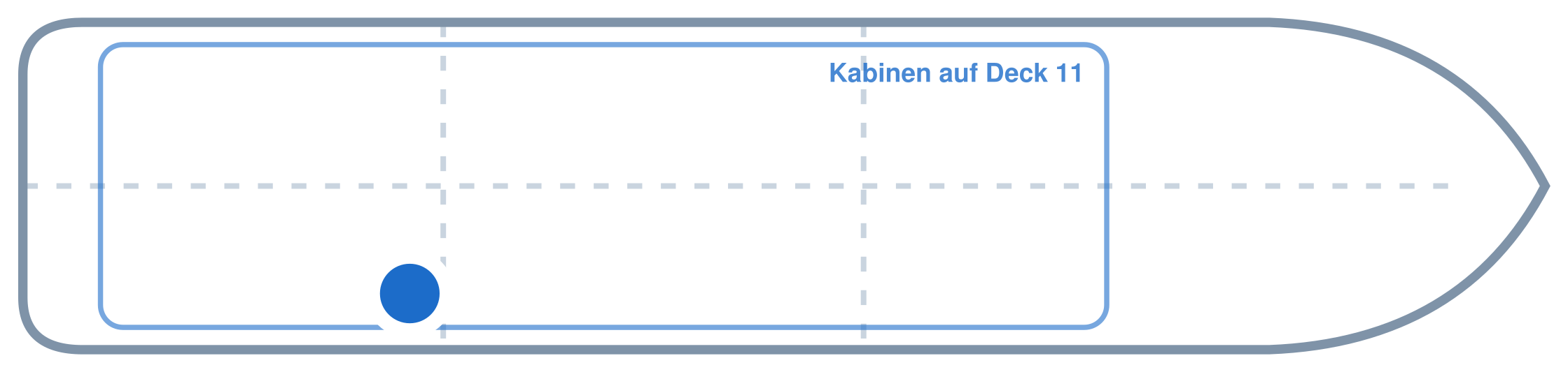Lage der Kabine an Bord der Mein Schiff 3: Hinten, Steuerbord