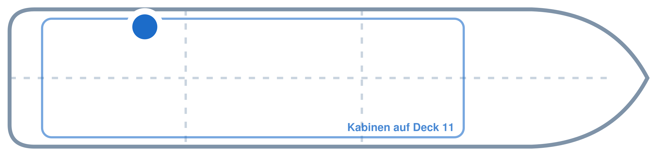 Lage der Kabine an Bord der Mein Schiff 3: Hinten, Backbord