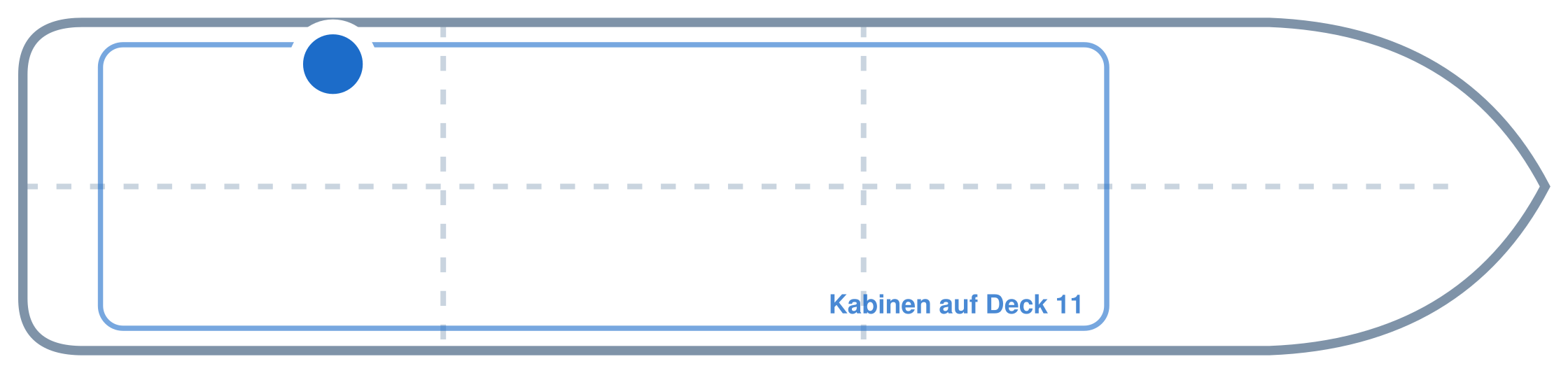 Lage der Kabine an Bord der Mein Schiff 3: Hinten, Backbord