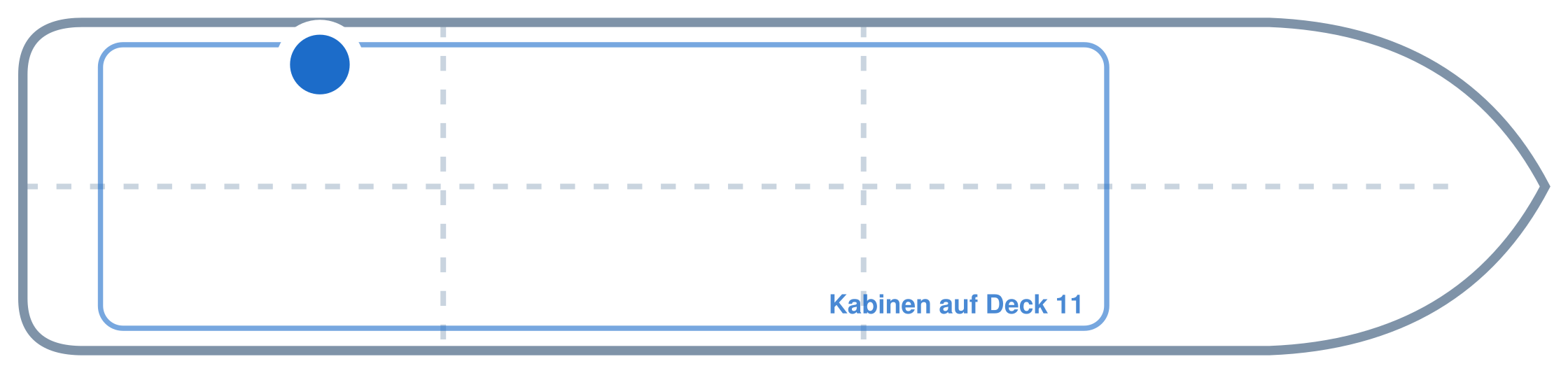 Lage der Kabine an Bord der Mein Schiff 3: Hinten, Backbord