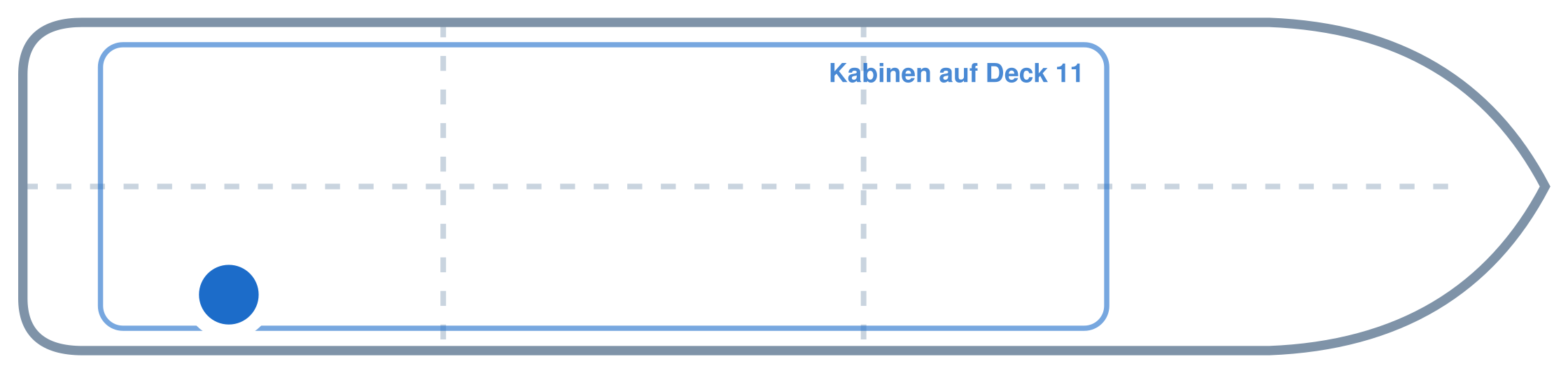 Lage der Kabine an Bord der Mein Schiff 3: Hinten, Steuerbord