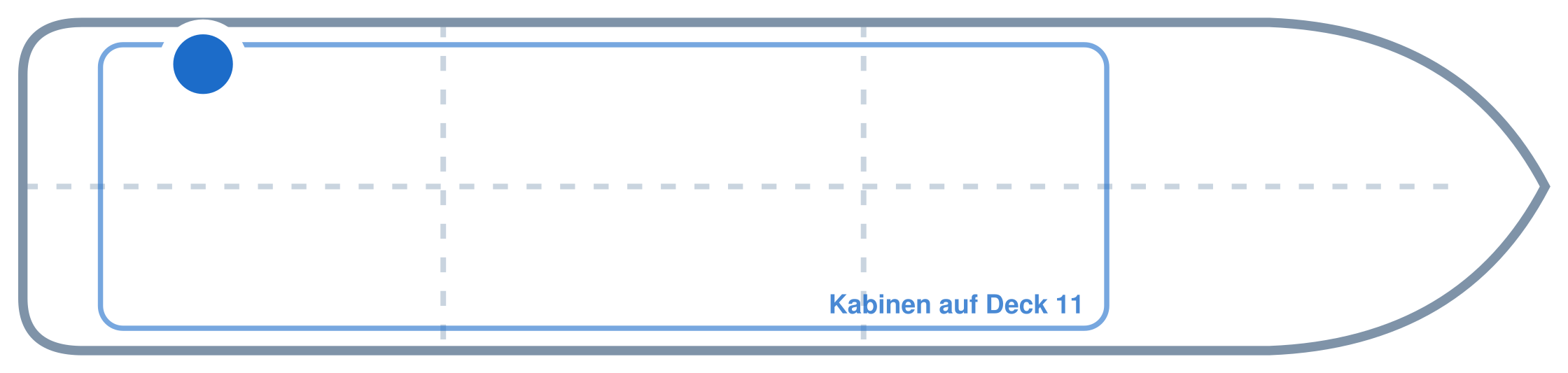 Lage der Kabine an Bord der Mein Schiff 3: Hinten, Backbord