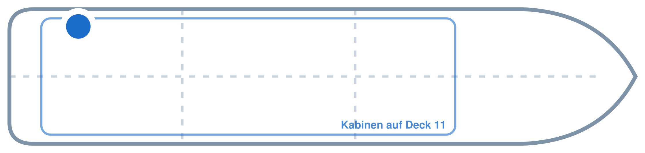 Lage der Kabine an Bord der Mein Schiff 3: Hinten, Backbord