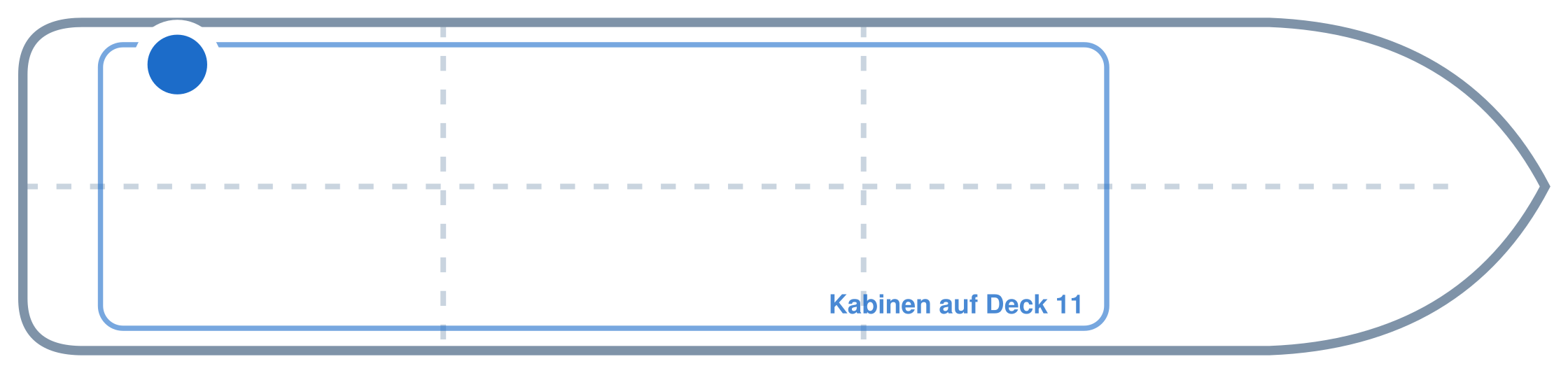 Lage der Kabine an Bord der Mein Schiff 3: Hinten, Backbord