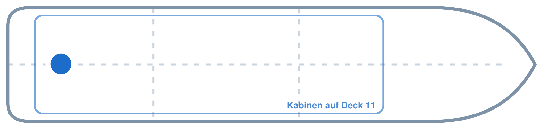 Lage der Kabine an Bord der Mein Schiff 3: Hinten, Mitte