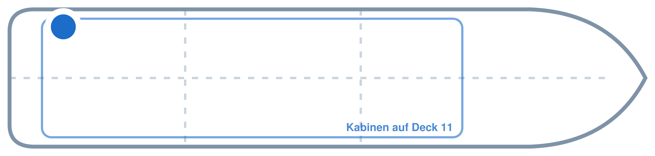 Lage der Kabine an Bord der Mein Schiff 3: Hinten, Backbord