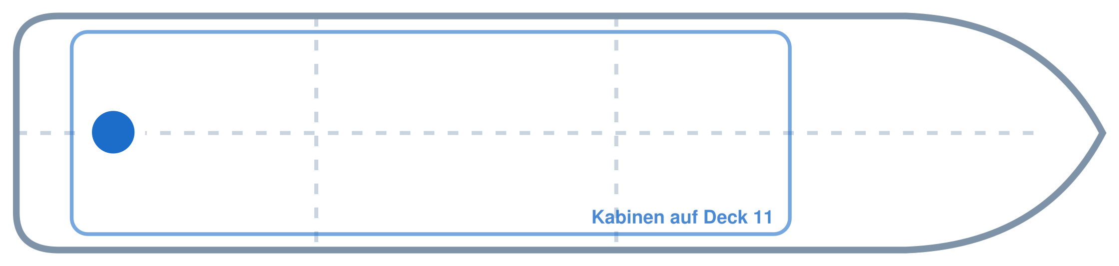 Lage der Kabine an Bord der Mein Schiff 3: Hinten, Mitte