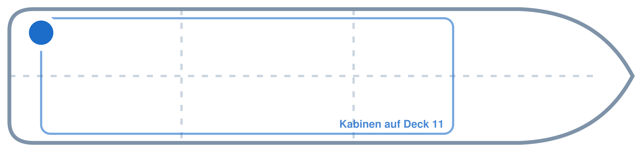 Lage der Kabine an Bord der Mein Schiff 3: Hinten, Backbord