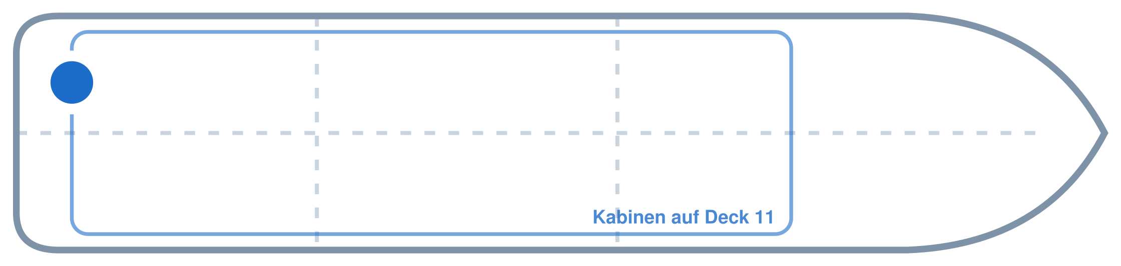 Lage der Kabine an Bord der Mein Schiff 3: Hinten, Backbord
