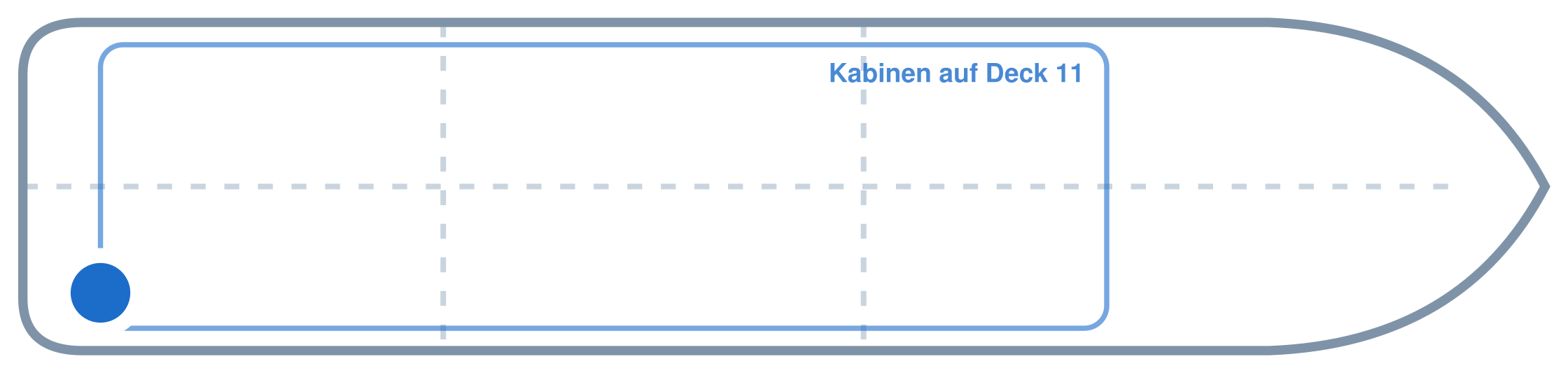 Lage der Kabine an Bord der Mein Schiff 3: Hinten, Steuerbord