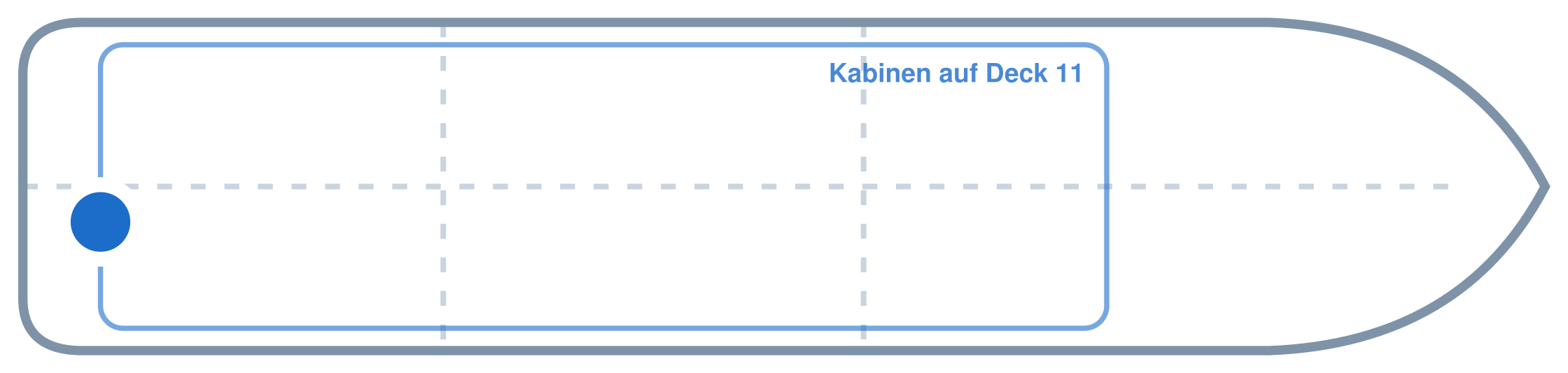 Lage der Kabine an Bord der Mein Schiff 3: Hinten, Steuerbord