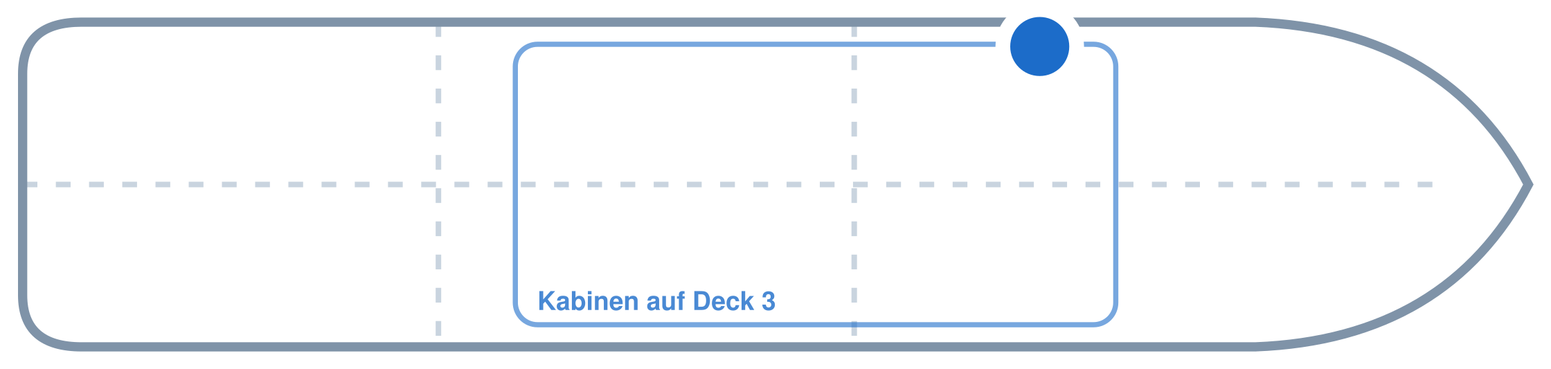 Lage der Kabine an Bord der Mein Schiff 3: Vorne, Backbord