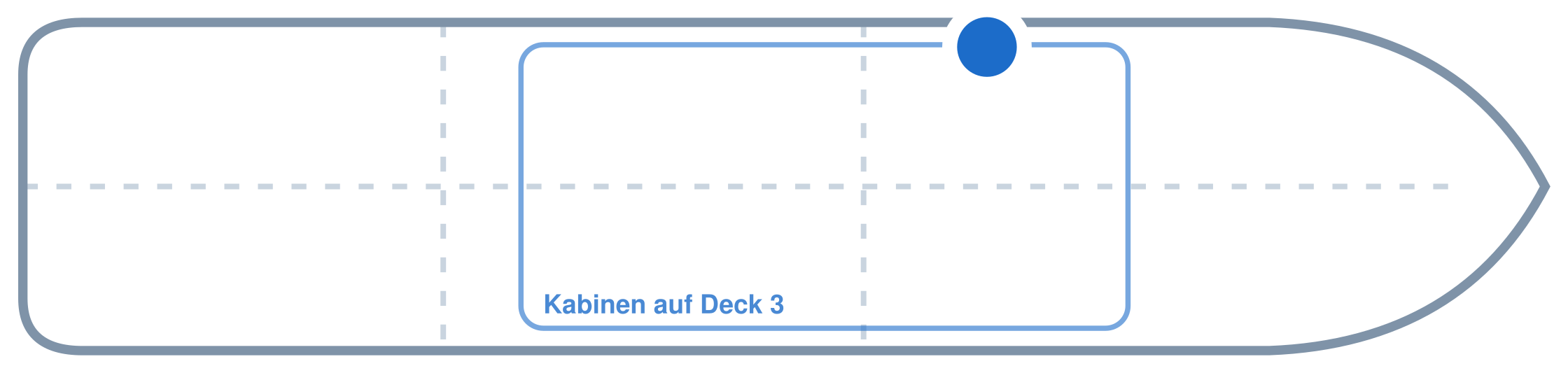 Lage der Kabine an Bord der Mein Schiff 3: Mittschiffs, Backbord