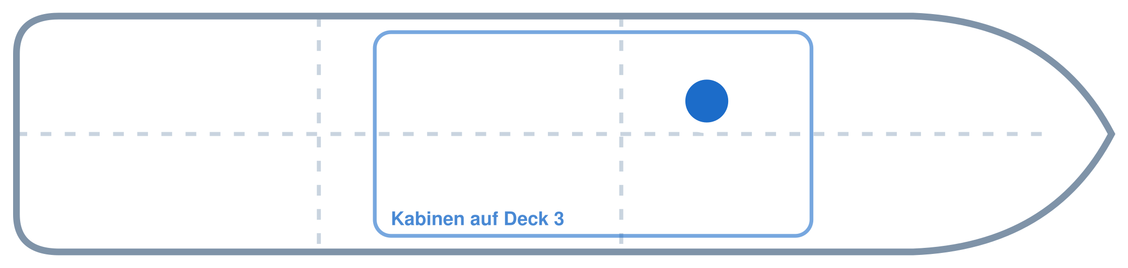 Lage der Kabine an Bord der Mein Schiff 3: Mittschiffs, Backbord