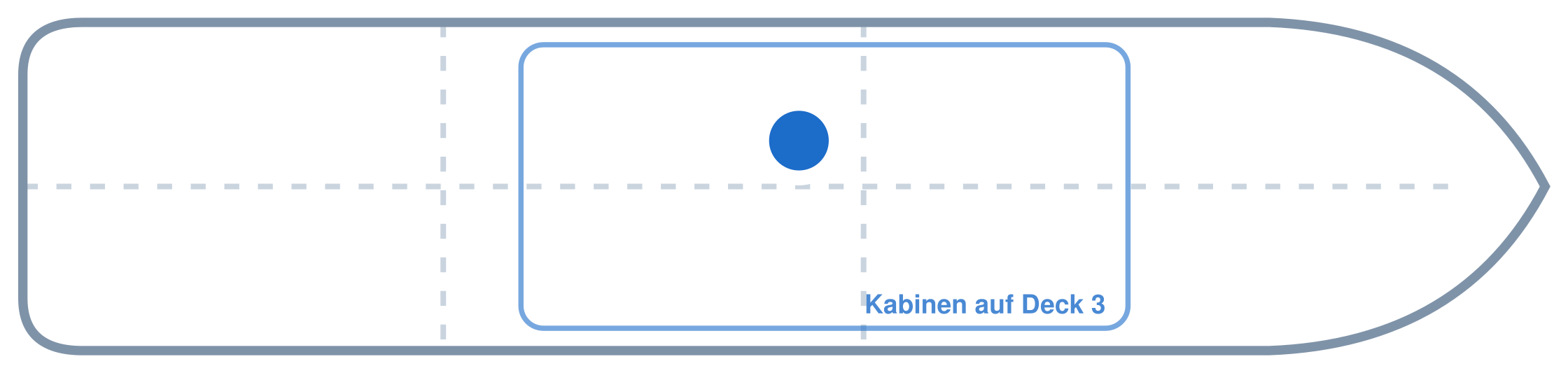 Lage der Kabine an Bord der Mein Schiff 3: Mittschiffs, Backbord