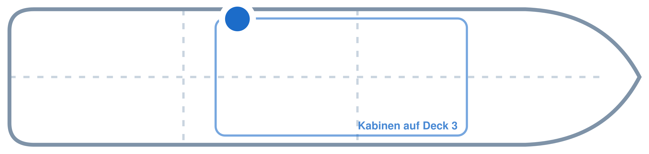 Lage der Kabine an Bord der Mein Schiff 3: Mittschiffs, Backbord