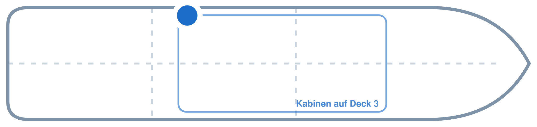 Lage der Kabine an Bord der Mein Schiff 3: Mittschiffs, Backbord