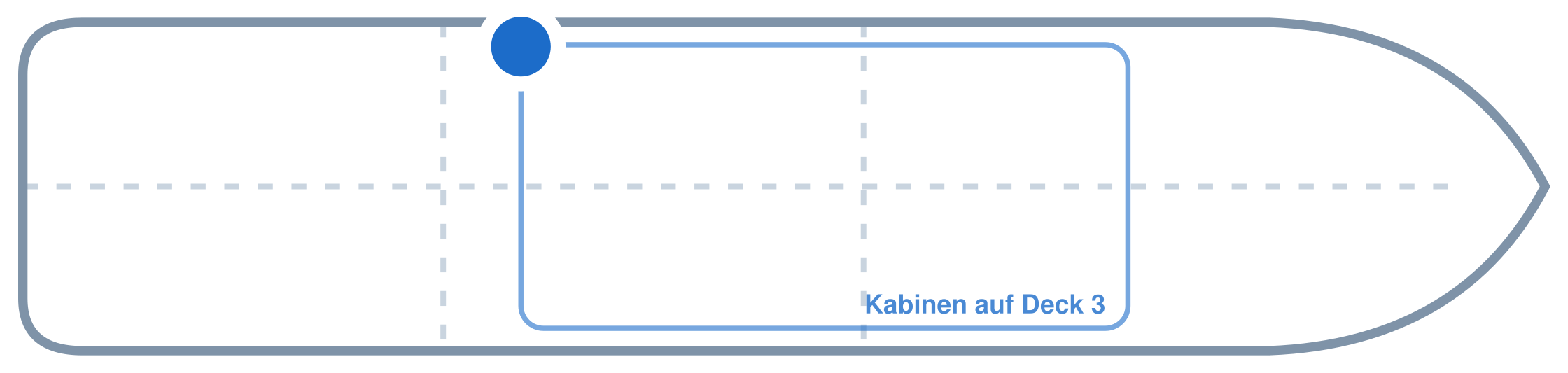 Lage der Kabine an Bord der Mein Schiff 3: Hinten, Backbord