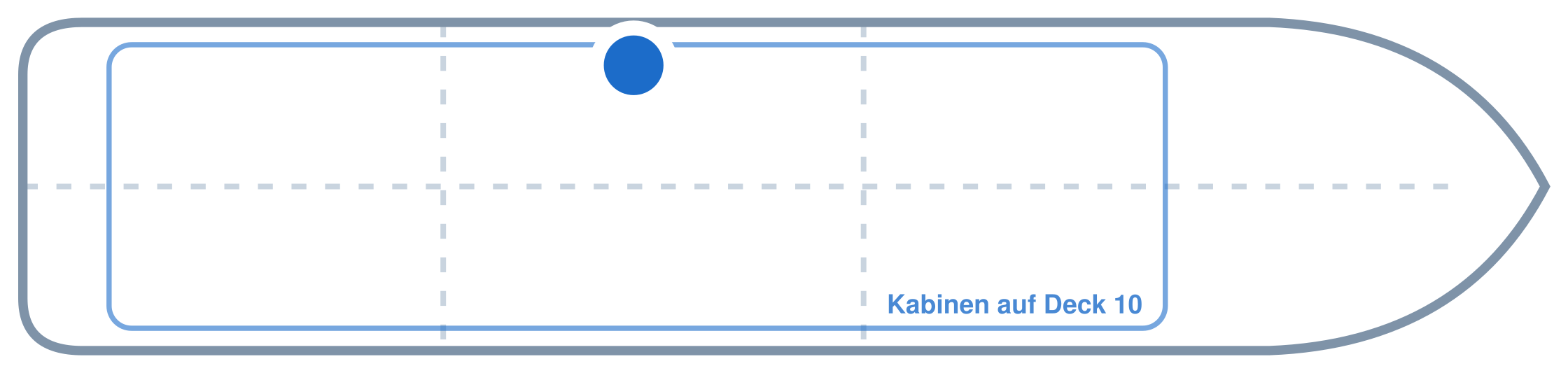 Lage der Kabine an Bord der Mein Schiff 4: Mittschiffs, Backbord