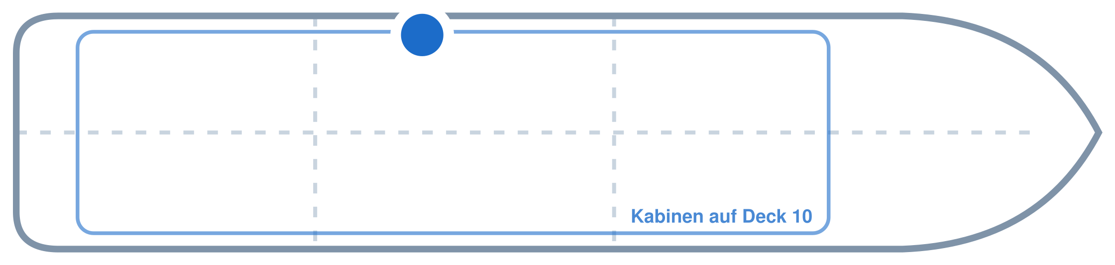 Lage der Kabine an Bord der Mein Schiff 4: Mittschiffs, Backbord