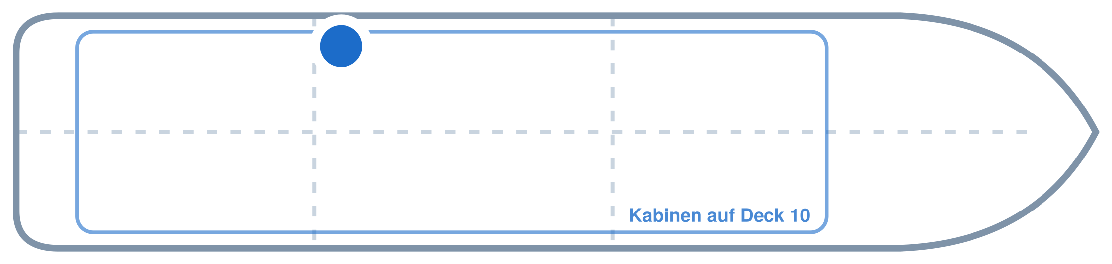 Lage der Kabine an Bord der Mein Schiff 4: Hinten, Backbord