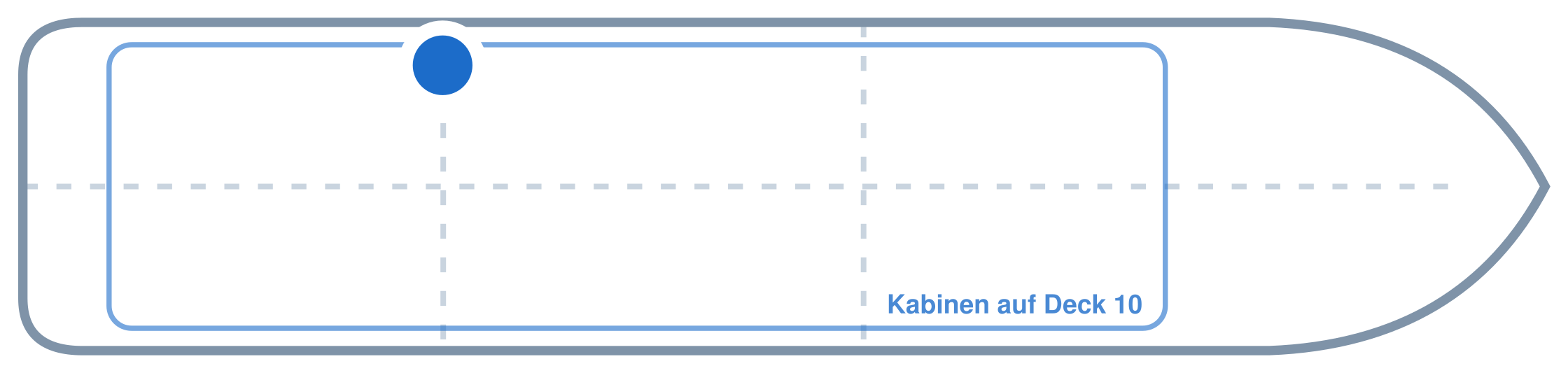 Lage der Kabine an Bord der Mein Schiff 4: Hinten, Backbord