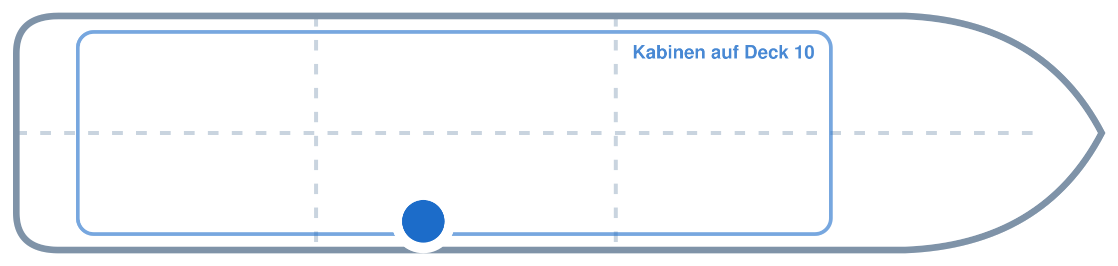 Lage der Kabine an Bord der Mein Schiff 4: Mittschiffs, Steuerbord
