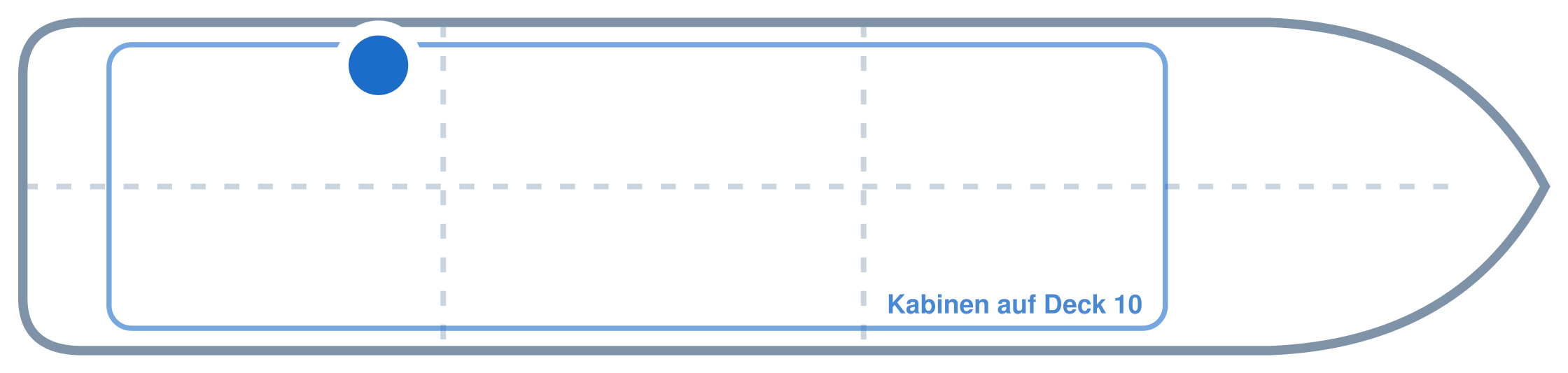 Lage der Kabine an Bord der Mein Schiff 4: Hinten, Backbord