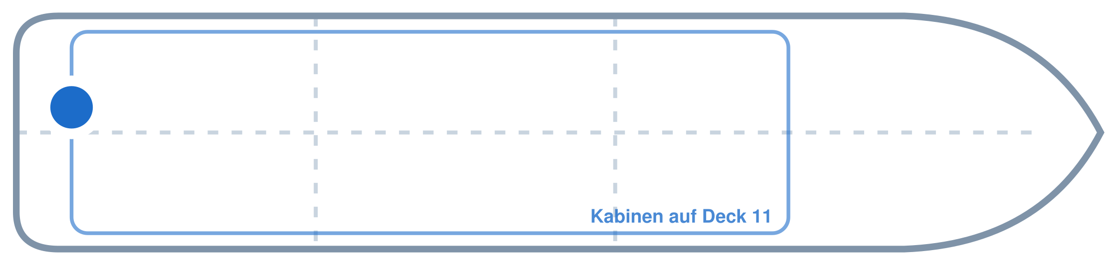 Lage der Kabine an Bord der Mein Schiff 4: Hinten, Backbord