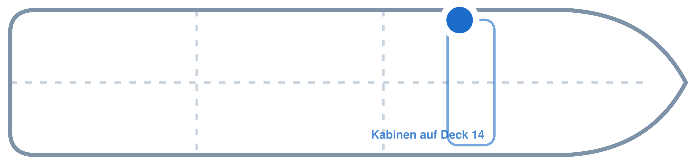 Lage der Kabine an Bord der Mein Schiff 4: Vorne, Backbord