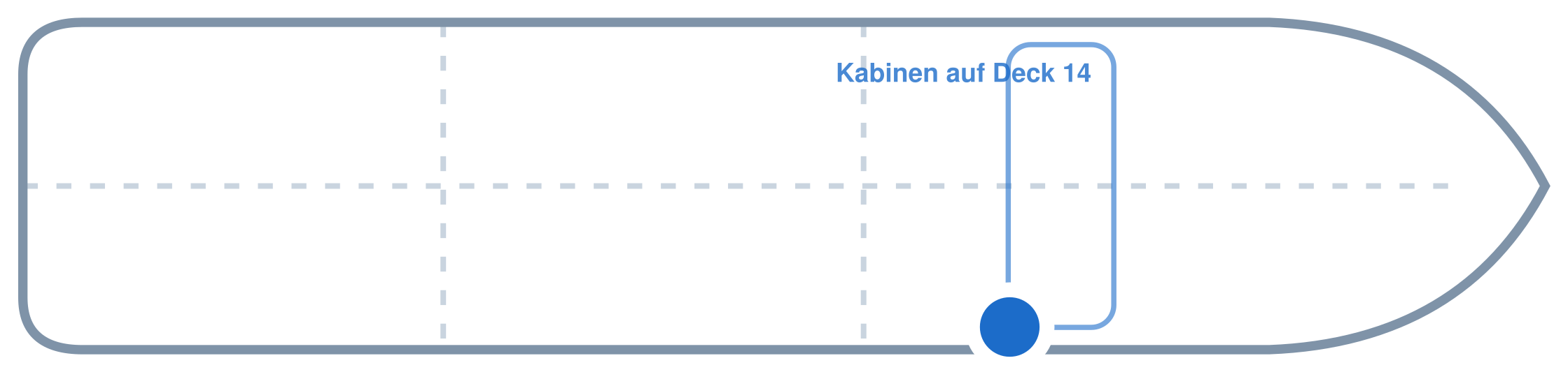 Lage der Kabine an Bord der Mein Schiff 4: Mittschiffs, Steuerbord