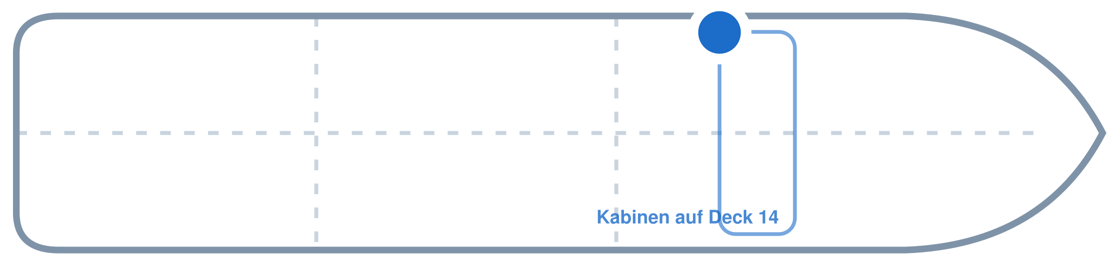 Lage der Kabine an Bord der Mein Schiff 4: Mittschiffs, Backbord
