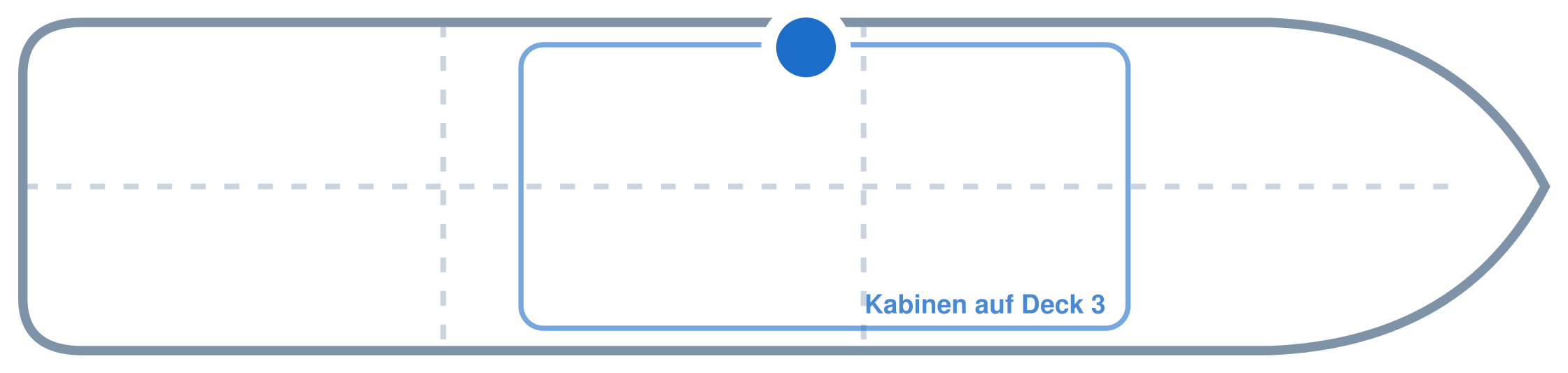Lage der Kabine an Bord der Mein Schiff 4: Mittschiffs, Backbord