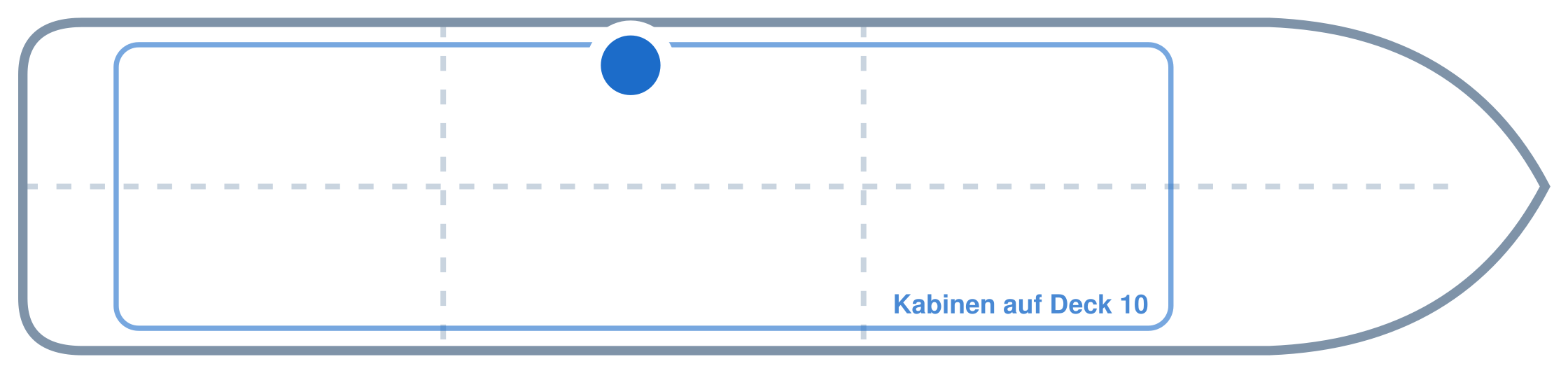 Lage der Kabine an Bord der Mein Schiff 5: Mittschiffs, Backbord