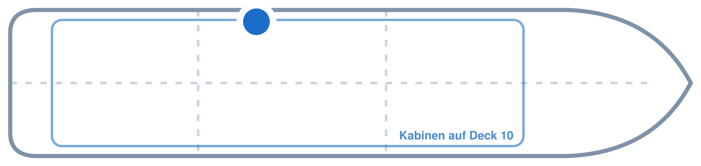 Lage der Kabine an Bord der Mein Schiff 5: Mittschiffs, Backbord
