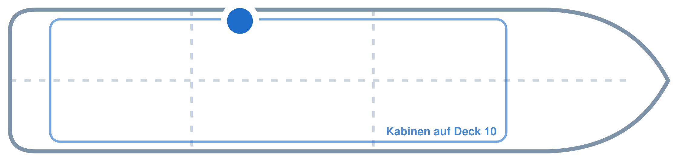 Lage der Kabine an Bord der Mein Schiff 5: Mittschiffs, Backbord