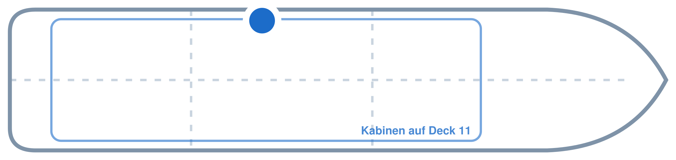Lage der Kabine an Bord der Mein Schiff 5: Mittschiffs, Backbord