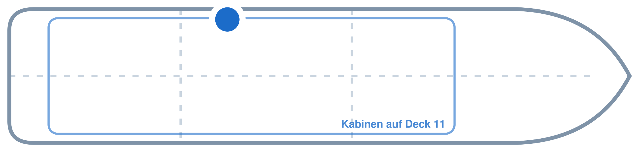 Lage der Kabine an Bord der Mein Schiff 5: Mittschiffs, Backbord