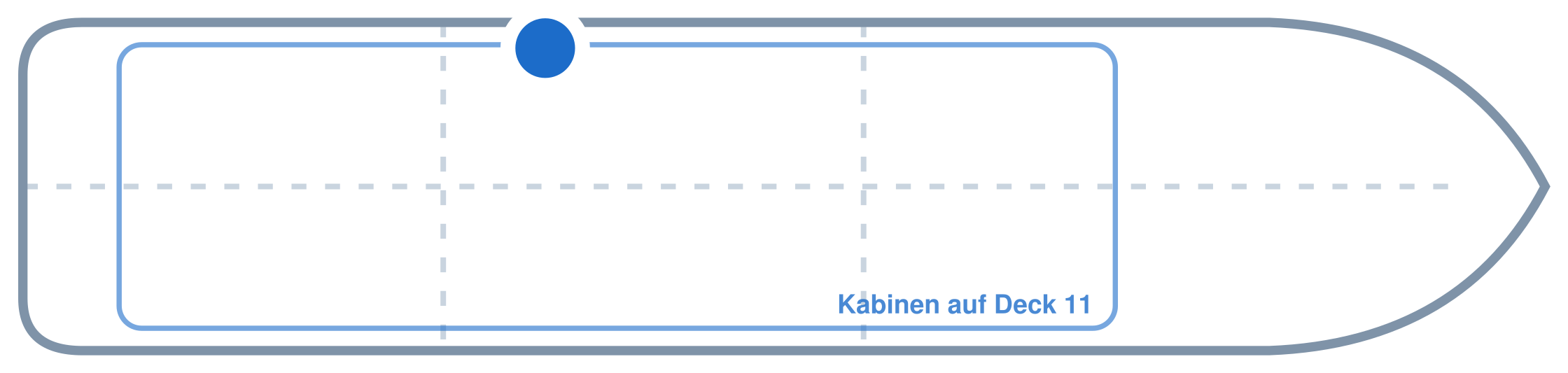 Lage der Kabine an Bord der Mein Schiff 5: Mittschiffs, Backbord
