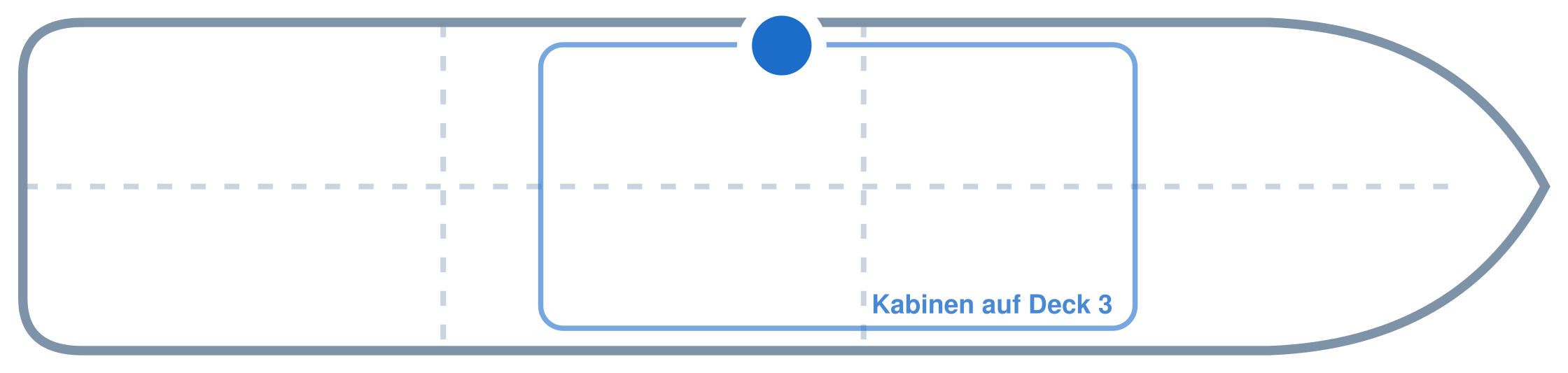 Lage der Kabine an Bord der Mein Schiff 5: Mittschiffs, Backbord