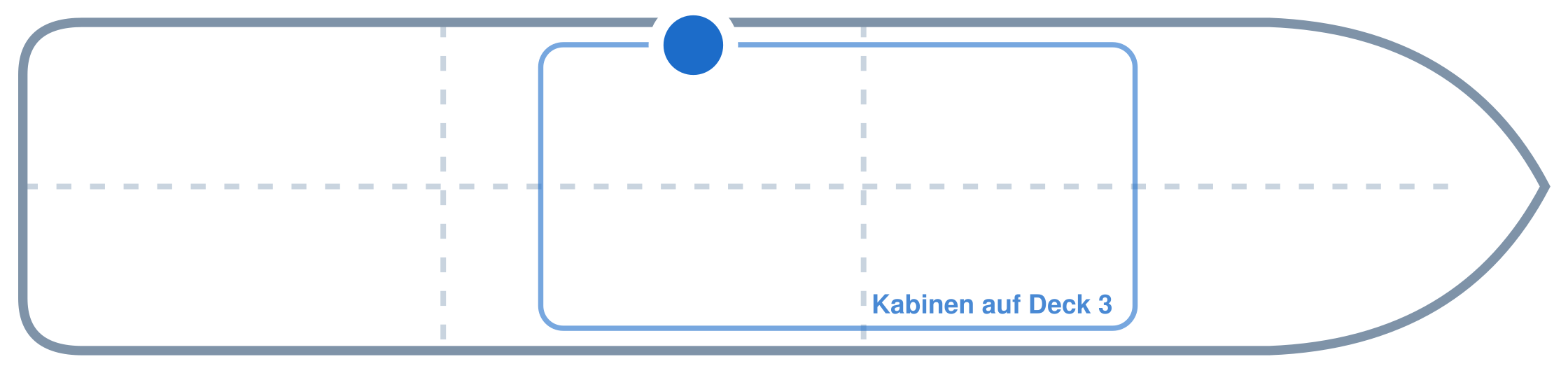 Lage der Kabine an Bord der Mein Schiff 5: Mittschiffs, Backbord