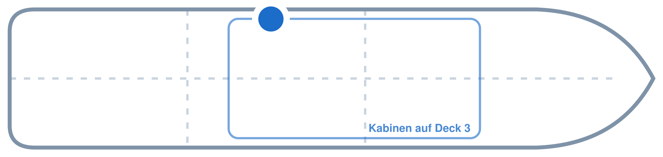Lage der Kabine an Bord der Mein Schiff 5: Mittschiffs, Backbord