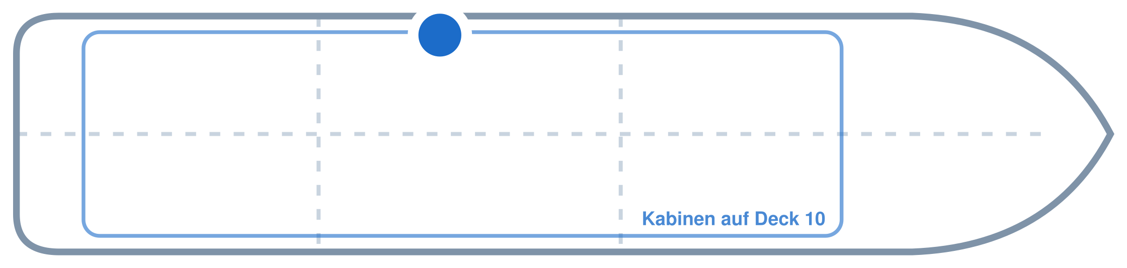 Lage der Kabine an Bord der Mein Schiff 6: Mittschiffs, Backbord