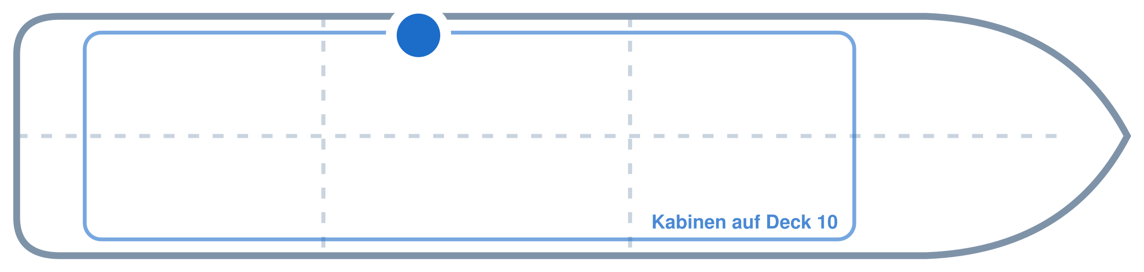 Lage der Kabine an Bord der Mein Schiff 6: Mittschiffs, Backbord