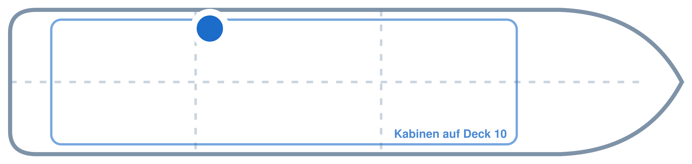 Lage der Kabine an Bord der Mein Schiff 6: Hinten, Backbord