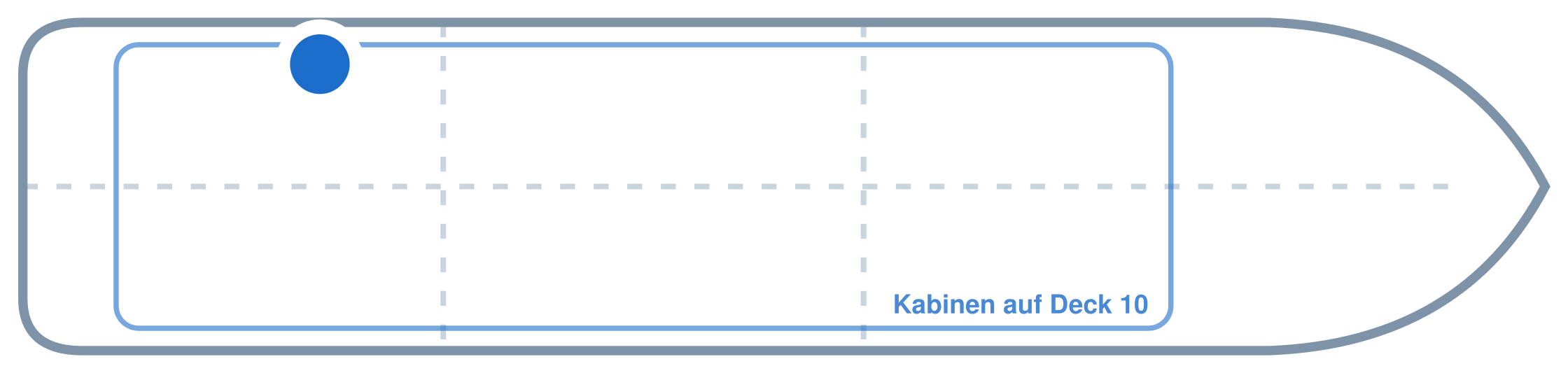 Lage der Kabine an Bord der Mein Schiff 6: Hinten, Backbord