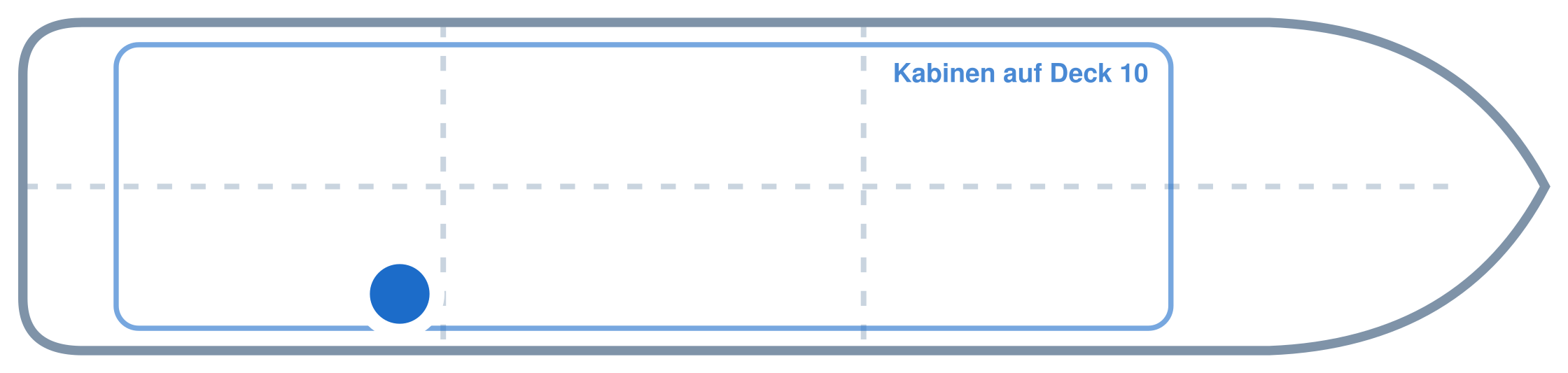 Lage der Kabine an Bord der Mein Schiff 6: Hinten, Steuerbord